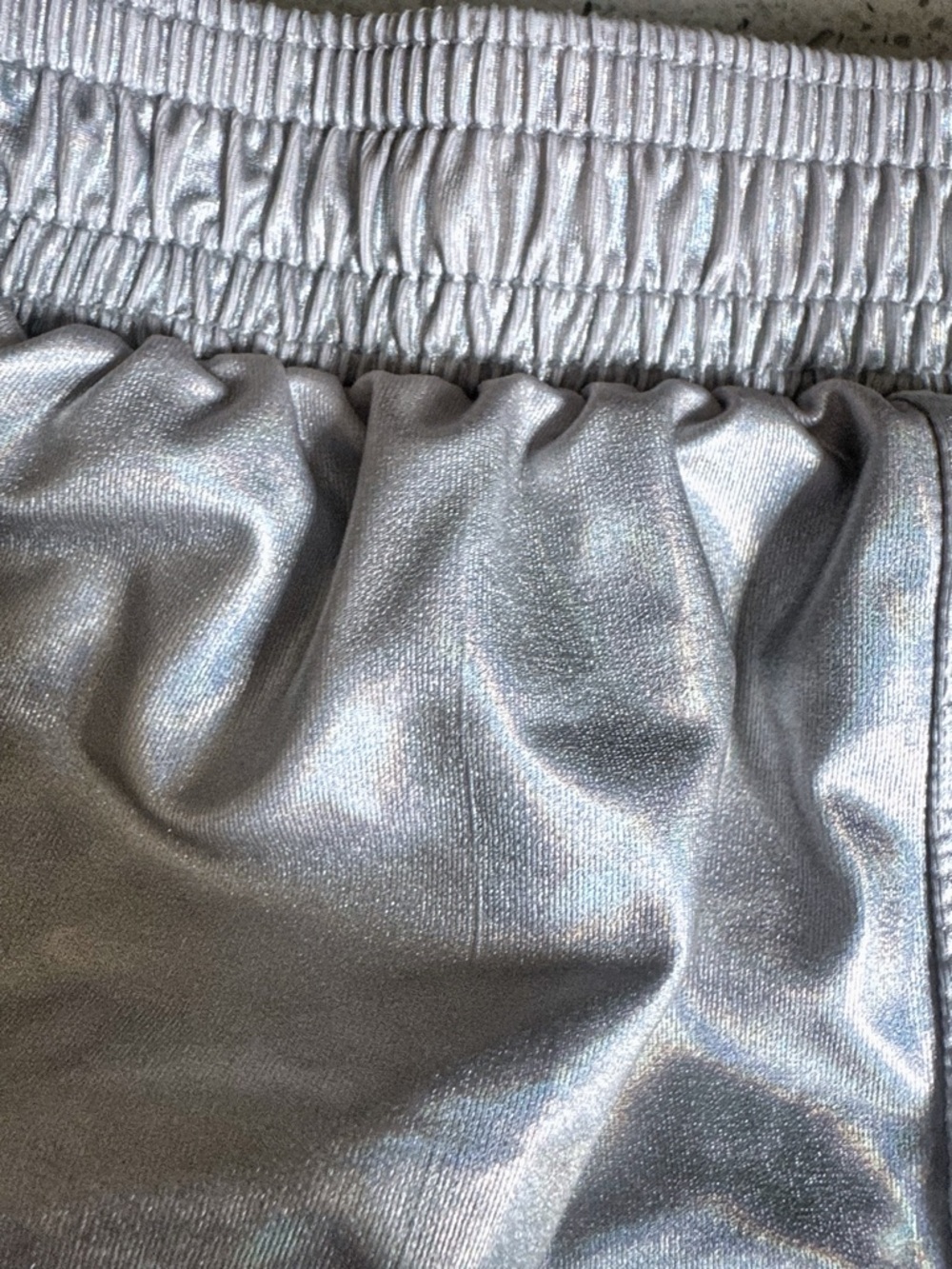 Arjen Kroos Metallic Silver Running Shorts L High Waisted Athletic Gym Shiny - Picture 4 of 6